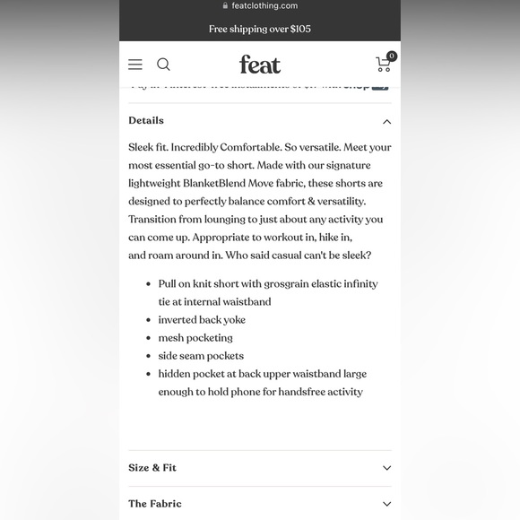 FEAT blanket blend move shorts - XL EUC - Picture 10 of 11